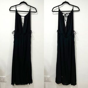 NWT Black V Neck Dress with Tie Back and Tie Sides